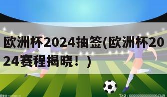 欧洲杯2024抽签(欧洲杯2024赛程揭晓！)